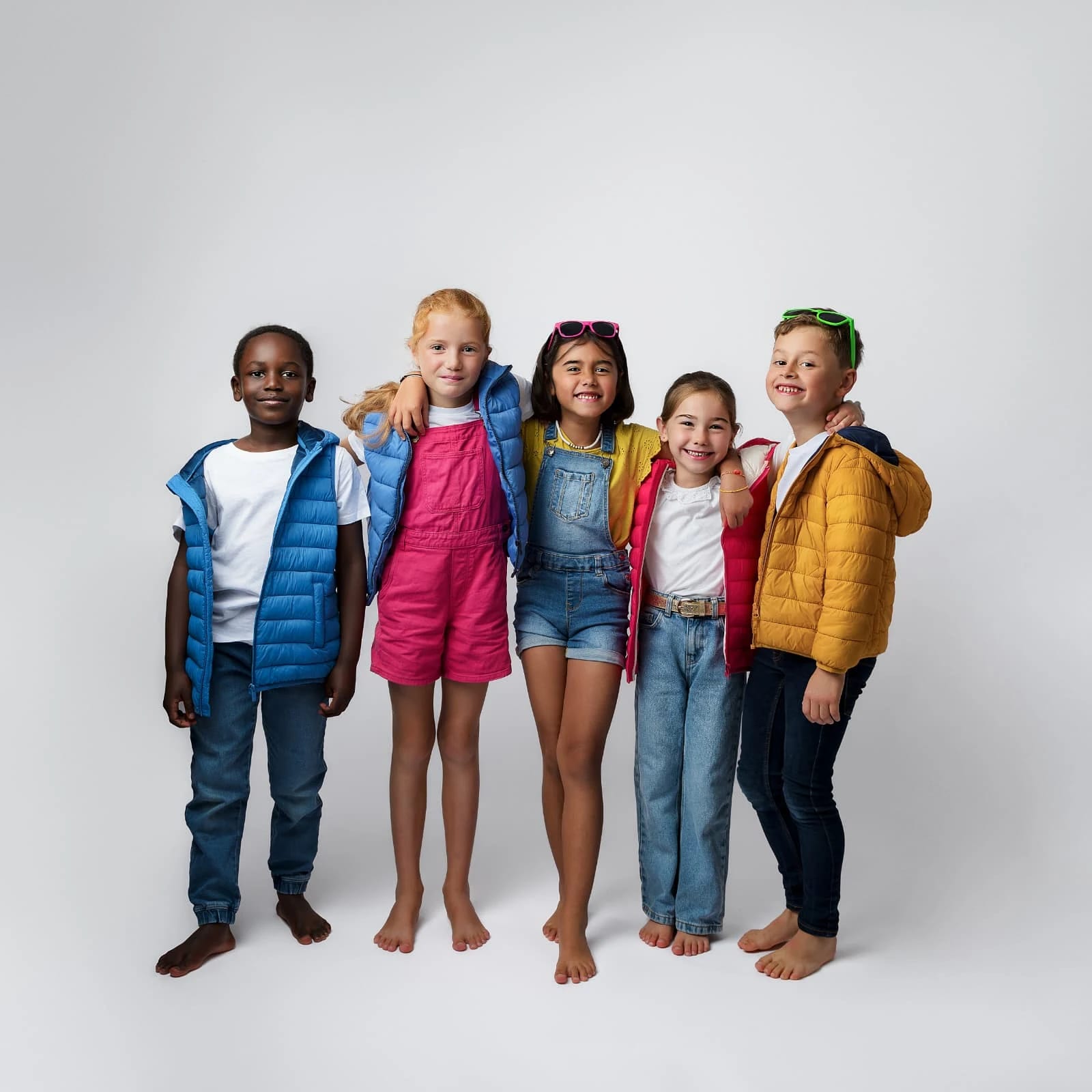 Séance photo enfants — cinq enfants en studio chez Paulina Caiceo à Angers